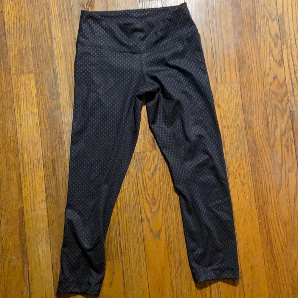 Black polka dot cropped leggings lululemon